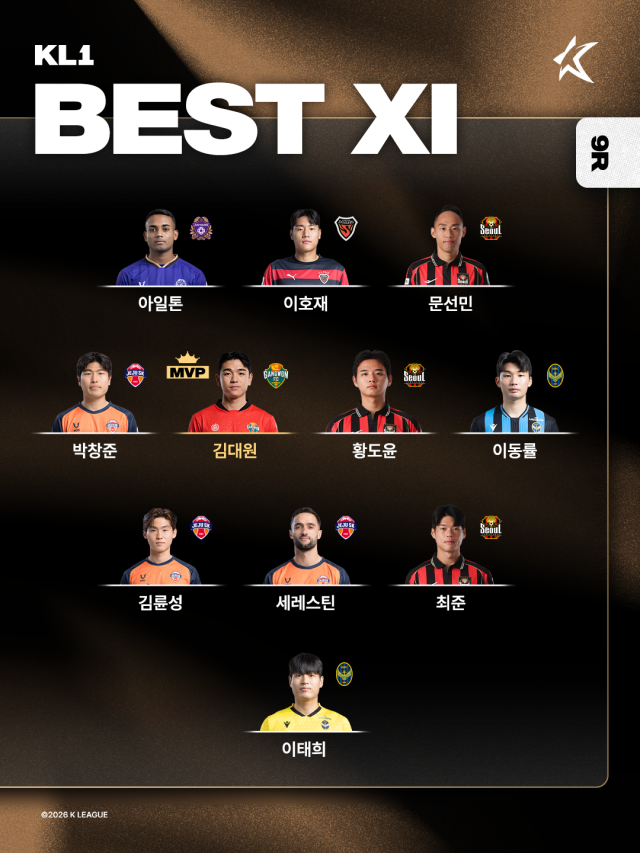 하나은행 K리그1 2026 9라운드 베스트11. /한국프로축구연맹 제공
