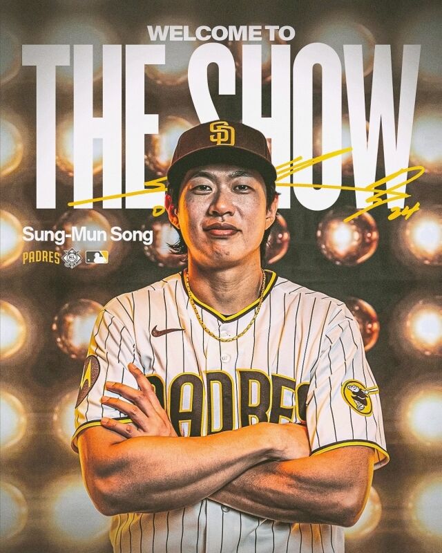 송성문이 27일 메이저리그에 데뷔했다. 샌디에이고 파드리스가 구단 SNS에 송성문의 데뷔전을 축하하고 있다./샌디에이고 파드리스 SNS