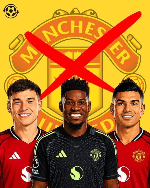 28일 영국 '데일리 익스프레스'에 따르면 맨유는 다가오는 여름에 마누엘 우가르테(왼쪽), 안드레 오나나(가운데), 카세미루 등을 포함해 최대 13명을 내보낼 계획이다./Transfer News Live 제공