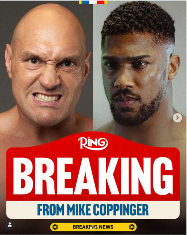 링매거진이 "퓨리(왼쪽)와 조슈아가 올해 4분기에 격돌한다"고 보도했다. /링매거진 인스타그램 캡처