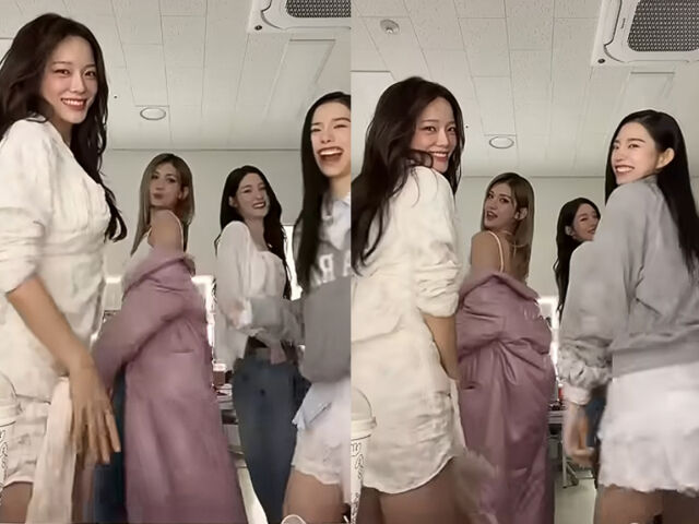 김세정이 '아이오아이' 멤버들과 릴스를 찍고 있다. / 온라인 커뮤니티