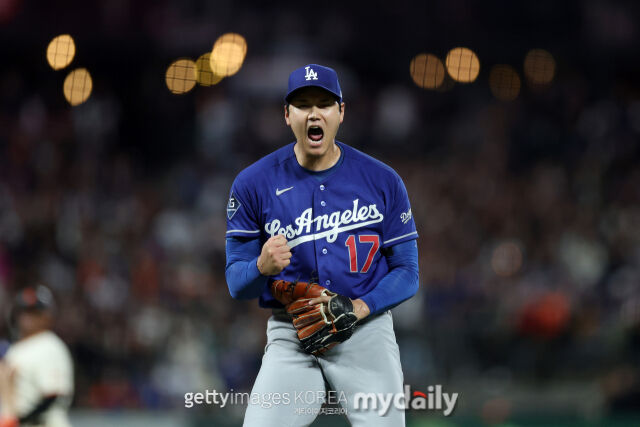 23일 샌프란시스코 자이언츠와 경기에서 삼진을 잡고 포효하는 오타니. /게티이미지코리아