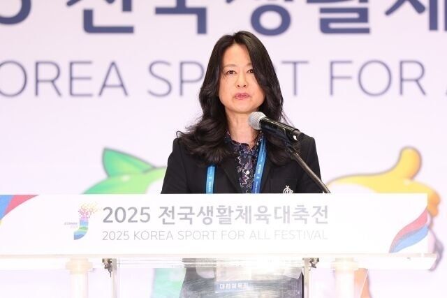 김나미 대한체육회 사무총장이 4일 사임 의사를 밝혔다. 김나미 대한체육회 사무총장이 2025 전국생활체육대축전 폐막을 알리고 있다. /대한체육회 제공