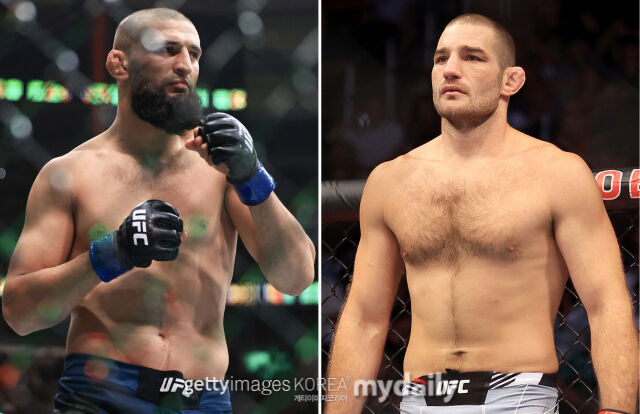 치마예프(왼쪽)와 스트릭랜드가 10일 UFC 328에서 미들급 타이틀전을 펼친다. /게티이미지코리아