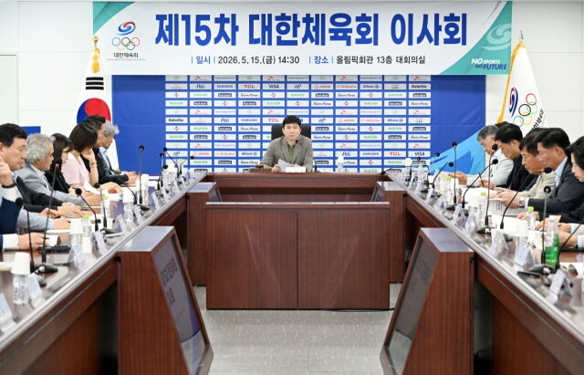 유승민 회장이 15일 이사회에서 이야기를 하고 있다. /대한체육회 제공