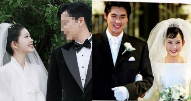 최준희 웨딩화보(왼쪽), 故 조성민·최진실 결혼식 / 최준희 소셜미디어