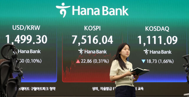 18일 코스피 지수는 전거래일보다 22.86포인트(0.31%) 상승한 7516.04로 장을 마쳤다. /뉴시스