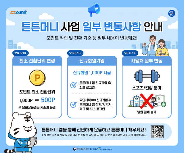 '튼튼머니' 사업 변동사항 안내 포스터. /국민체육진흥공단 제공