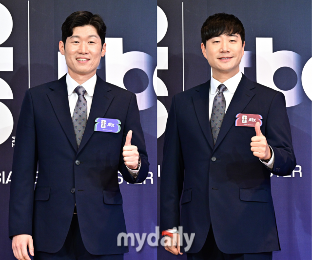 JTBC '2026 FIFA 북중미 월드컵' 기자간담회에 참석한 배성재, 박지성. / 한혁승 기자(hanfoto@mydaily.co.kr)