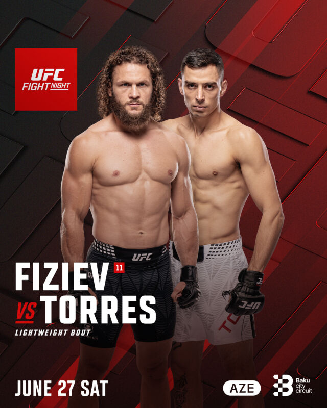 피지예프(왼쪽)와 토레스가 6월 28일 UFC 아제르바이잔 바쿠 대회에서 맞붙는다. /UFC 제공