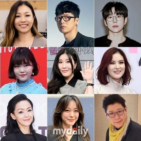 (왼쪽 위부터 시계 방향으로)박정현 하현우 권정열 거미 양희은 이영현 김윤아 수현 이해리
