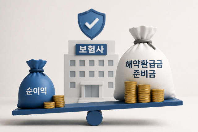 28일 보험업계에 따르면 주요 보험사 9곳의 올해 1분기 해약환급금준비금 적립액은 총 3조7452억원으로 집계됐다. 같은 기간 이들 보험사의 별도 기준 당기순이익(3조5773억원)을 웃도는 규모다. /AI생성이미지