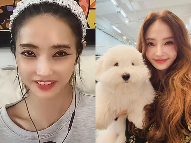 한채영이 진한 메이크업으로 바뀐 분이기를 뽐냈다. / (왼쪽) 틱톡 라이브, (오른쪽) 한채영 소셜미디어