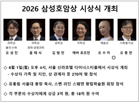 호암재단, 제36회 삼성호암상 시상식 개최&hellip;조수미 등 6명 수상