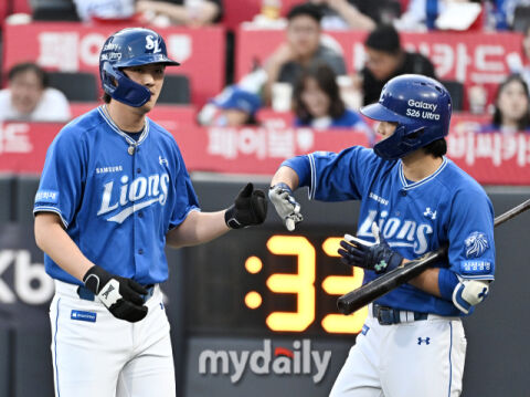 [MD포토] 구자욱, '깔끔한 득점'