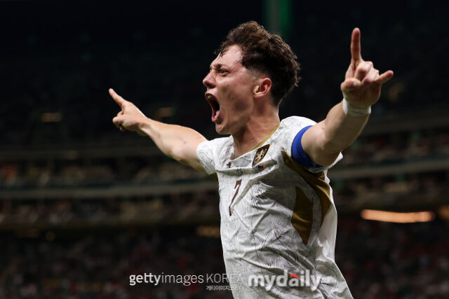 체코 축구대표팀이 12일 과달라하라 스타디움에서 열린 대한민국과의 '2026 국제축구연맹(FIFA) 북중미 월드컵' A조 조별리그 1차전 경기에서 1-2로 패배했다. 선제골을 넣은 뒤 세레머니를 하고 있는 크레이치./게티이미지코리아