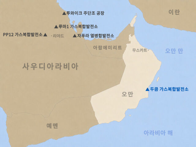 두산에너빌리티가 건설공사 계약을 체결한 오만 두큼 가스복합발전소 위치. /두산에너빌리티