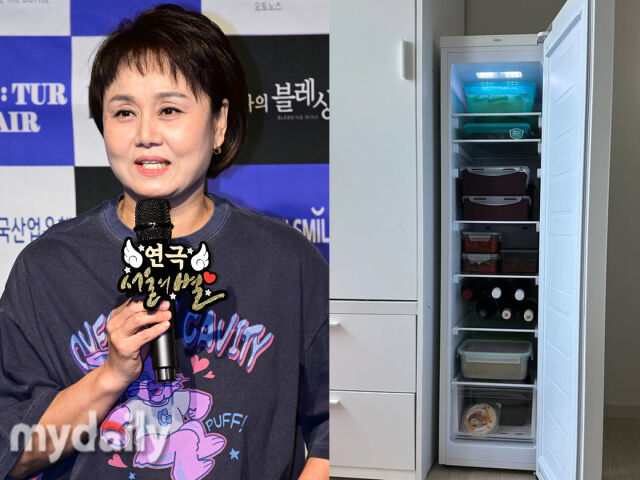 이경실이 며느리에게 김치냉장고를 선물해 화제다. / (왼쪽) 마이데일리, (오른쪽) 이경실 소셜미디어