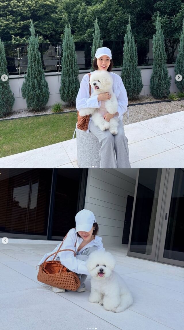배우 박민영이 반려견과 함께한 눈부신 일상을 공유하며 클래스가 다른 미모를 입증했다./박민영 소셜미디어
