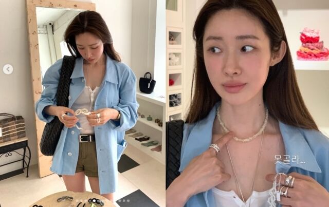 차정원은 투명하고 맑은 피부가 돋보이는 내추럴한 메이크업에 긴 생머리를 자연스럽게 늘어뜨려 청초한 미모를 자랑했다. /차정원 소셜미디어