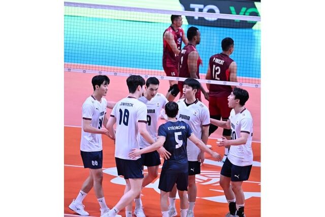 한국과 태국이 20일 인도 아마다바드에서 2026 아시아배구연맹(AVC)컵 조별리그 B조 맞대결을 펼치고 있다./AVC 제공