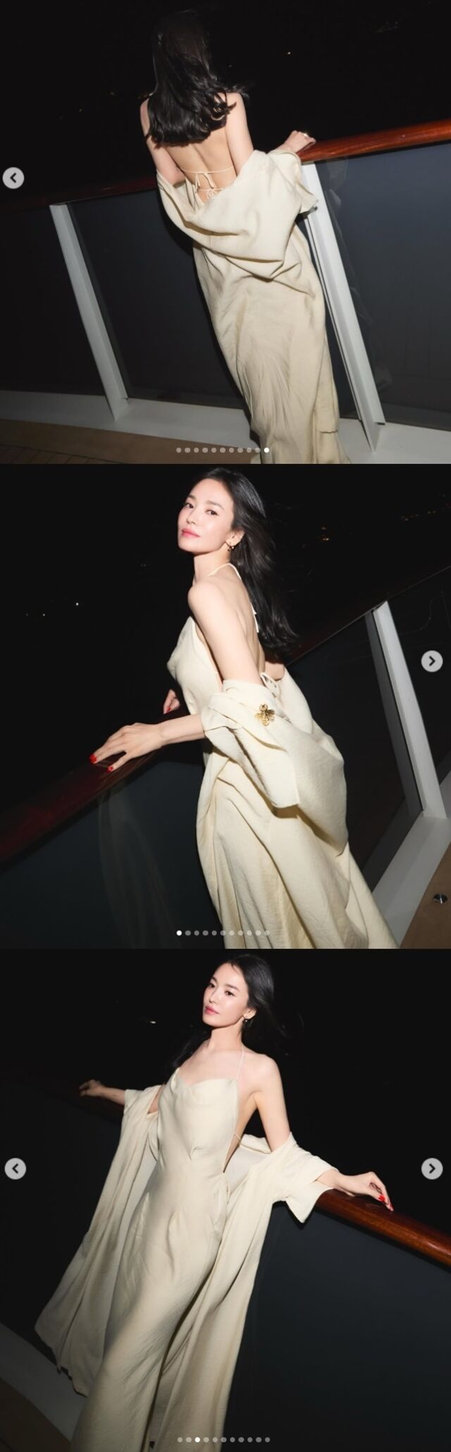 배우 송혜교가 국보급 미모와 파격적인 패션으로 전 세계 팬들의 시선을 강탈했다./송혜교 소셜미디어