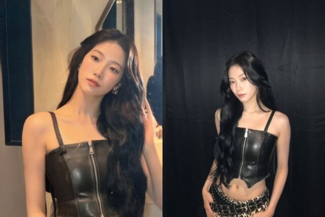 그룹 르세라핌 멤버 카즈하가 화려한 무대 의상을 뽐냈다. / 카즈하 소셜미디어