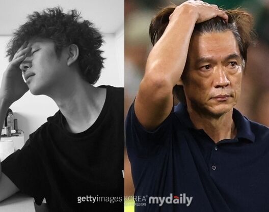 그룹 슈퍼주니어 멤버 김희철(왼쪽), 홍명보 감독 / 김희철 소셜미디어 및 게티이미지코리아