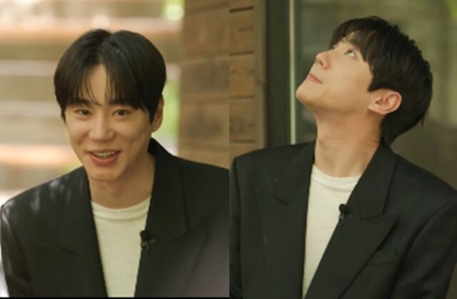 배우 이준영이 현역 군인들을 만나 어색한 인사를 건넨 뒤 하늘을 쳐다보는 모습 / tvN '유퀴즈' 