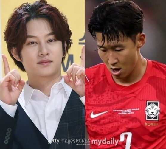 그룹 슈퍼주니어 멤버 김희철(왼쪽), 축구 국가대표 손흥민 / 마이데일리 및 게티이미지코리아