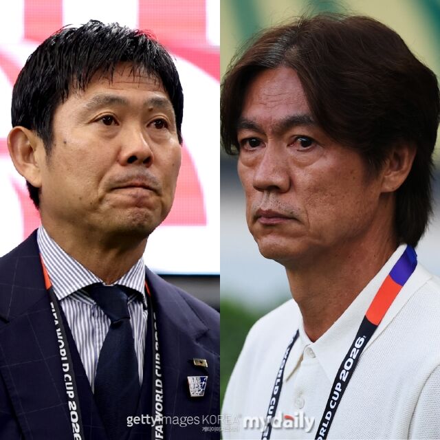 2일 닛칸스포츠 보도에 따르면 모리야스 하지메 일본 축구대표팀 감독(왼쪽)이 홍명보 전 대한민국 축구대표팀 감독에 대해 언급했다./게티이미지코리아