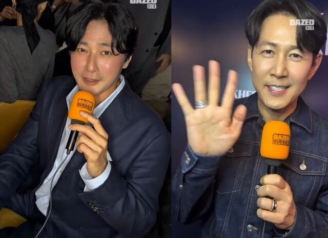 한 주류브랜드 론칭행사에 참석한 장동건(왼쪽)과 이정재. 장동건의 얼굴이 술 기운이 돈 듯 붉게 보인다./데이즈드 코리아 소셜미디어