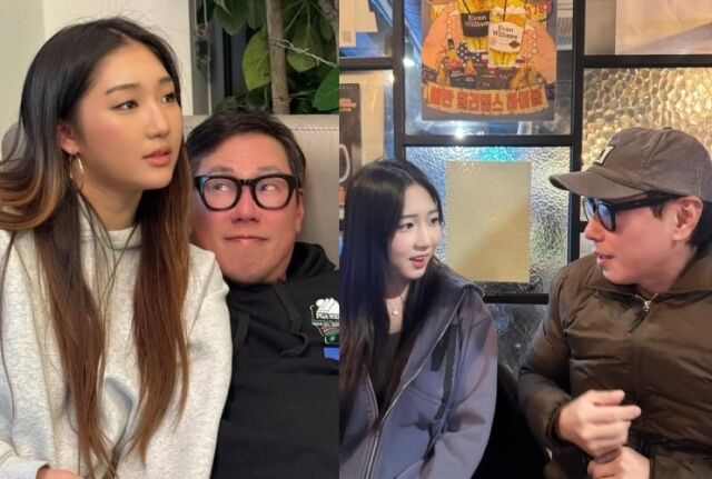 가수 윤종신이 장녀 윤라임 양, 윤라오 양과 함꼐한 모습 / 전미라 소셜미디어 