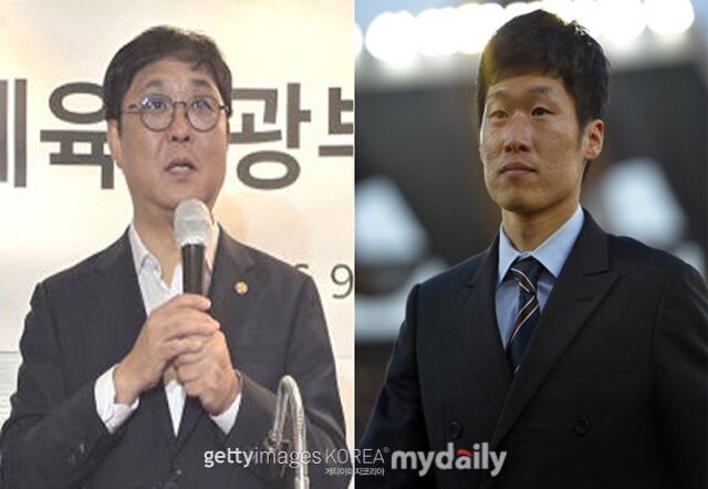 최휘영 장관(왼쪽)과 박지성 위원이 공동위원장을 맡는 '케이-축구 혁신위원회'가 출범한다. /마이데일리 DB, 게티이미지코리아
