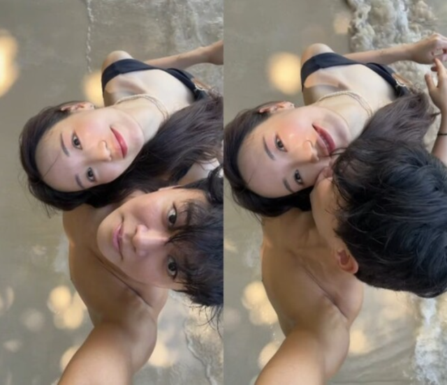 평소 운동으로 다져진 탄탄한 근육을 자랑하는 영수가 옥순의 볼에 짜릿한 뽀뽀를 하며 깨소금 쏟아지는 일상을 인증했다./30기 영수 소셜미디어