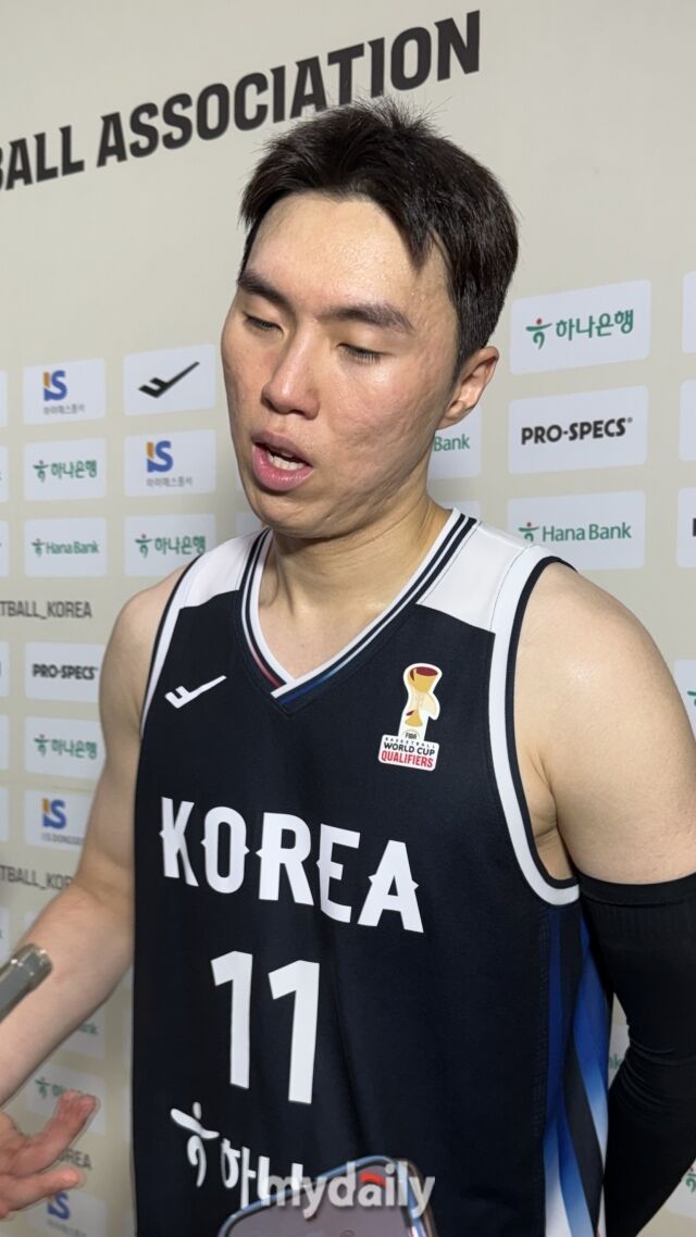 이우석이 7월 6일 고양 소노 아레나에서 열린 일본과의 경기를 마치고 취재진과 인터뷰를 하고 있다./고양=김경현 기자