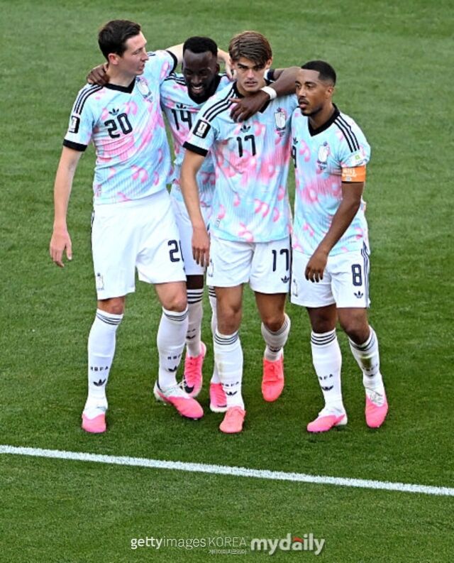 벨기에가 7일 오전 9시(이하 한국시각) 미국 워싱턴주 시애틀의 시애틀 스타디움에서 펼쳐진 미국과의 2026 북중미 월드컵 16강에서 3-1로 승리하며 8강 진출에 성공했다. 득점 후 기뻐하는 벨기에 선수들./게티이미지모리아
