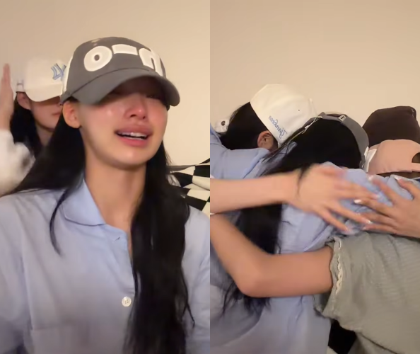 그룹 리센느 멤버들이 멜론 차트 1위 소식에 기쁨의 눈물을 흘렸다. / 유튜브 '리센느'