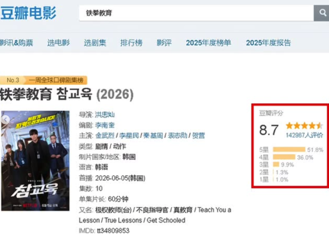 중국 사이트 내 '참교육'./더우반