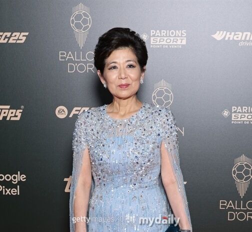 미셸 강 회장이 2024년 10월 프랑스 파리에서 열린 발롱도르 시상식에 참석했다./게티이미지코리아