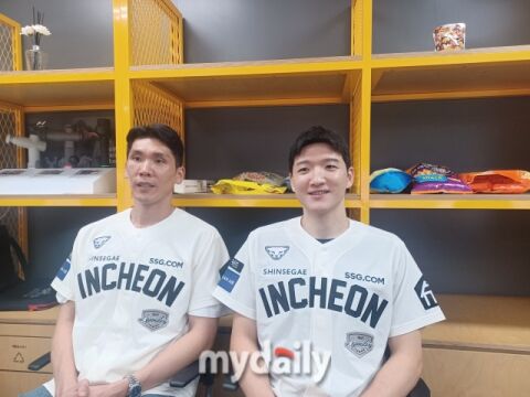 "응원 열기 정말 놀라워요" 대한항공 정지석&middot;김규민 야구장 나들이 [MD인천]