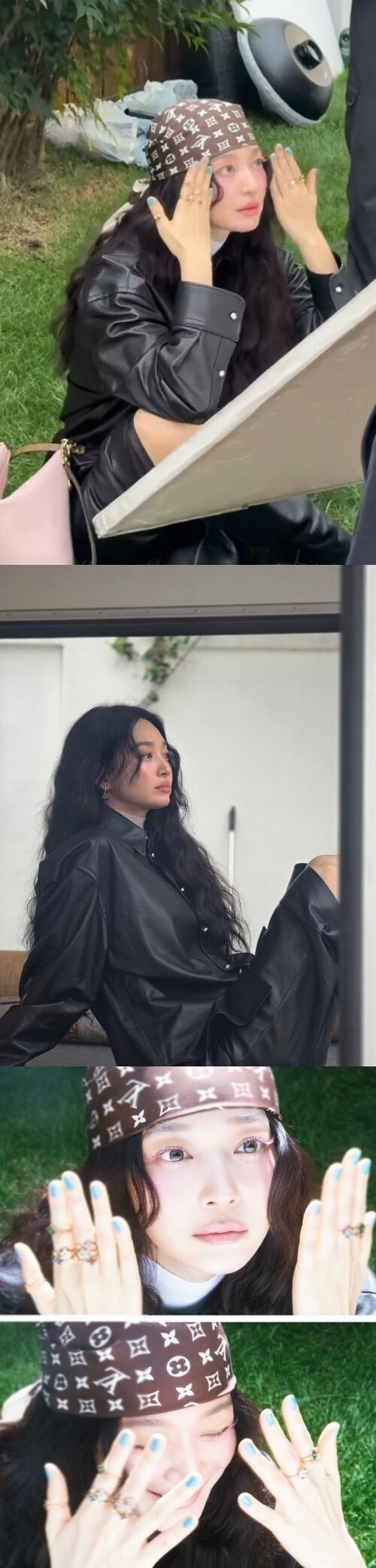 배우 신민아가 명품 브랜드 화보 촬영 현장 비하인드를 공개했다. / 신민아 소셜미디어