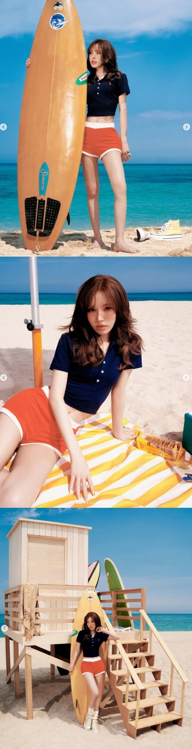 걸그룹 레드벨벳(Red Velvet) 웬디가 해변을 배경으로 독보적인 미모와 완벽한 몸매를 자랑하며 시선을 사로잡았다./웬디 소셜미디어