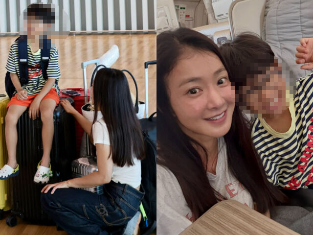 이시영이 공항에서 아들을 꼼꼼히 챙겼다. / 이시영 소셜미디어