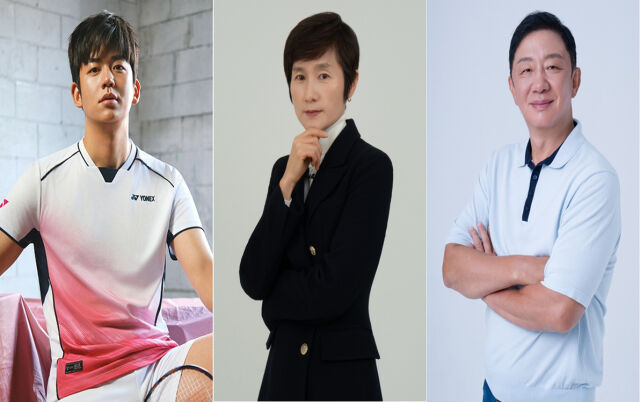 이용대(왼쪽), 현정화(가운데), 허재가 글로벌 스포츠 굿즈 리미티드 에디션 주인공으로 나선다. /(주)국대 제공