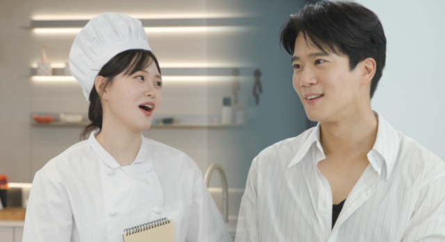 지난 23일 방송된 KBS 2TV 예능 프로그램 '신상출시 편스토랑'에서는 배우 하석진이 요리 중개소 '이연복덕방'의 두 번째 의뢰인으로 모습을 드러냈다. 왼쪽은 개그우먼 엄지윤./ KBS 2TV 예능 프로그램 '신상출시 편스토랑'