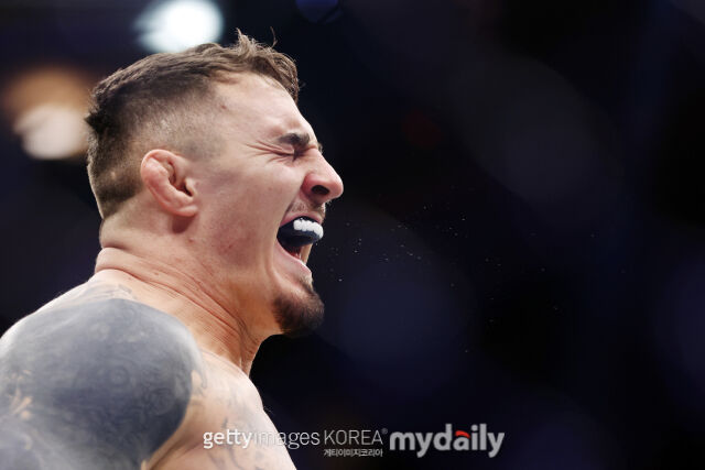 UFC 295에서 파블로비치를 꺾고 포효하는 아스피날. /게티이미지코리아