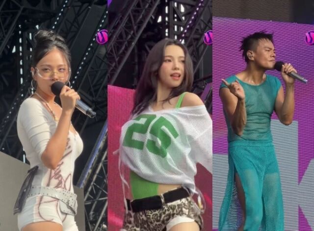왼쪽부터 가수 겸 배우 비비, 에스파 멤버 카리나, 박진영 '워터밤' 무대 의상 / 워터밤 공실 소셜미디어