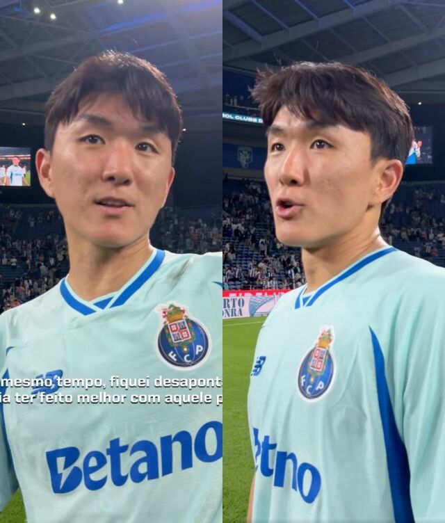 황인범이 구단 SNS를 통해 아스톤 빌라전에서 데뷔전을 치른 소감을 이야기하고 있다./포르투 SNS 캡쳐