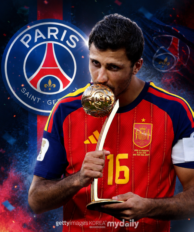 28일 스페인 '마드리드 유니버셜'에 따르면 파리 생제르망(PSG)이 로드리(맨체스터 시티) 영입을 노리고 있다./게티이미지코리아·AI생성이미지